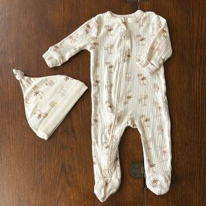 Rabbit and Bear Pajama and Hat Set